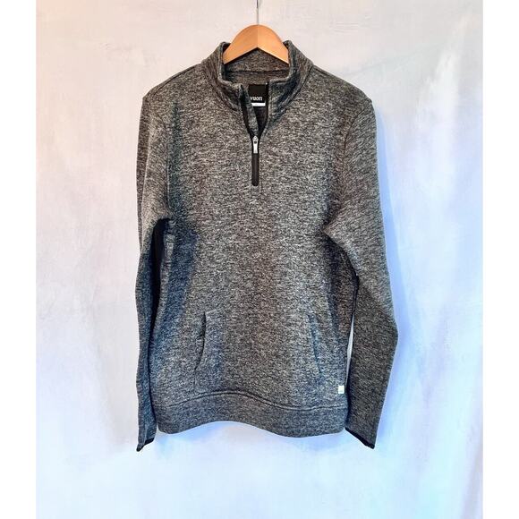 Vuori Men Durango Half Zip Sweater LARGE Black Heather Fleece Pullover EUC - Picture 2 of 6